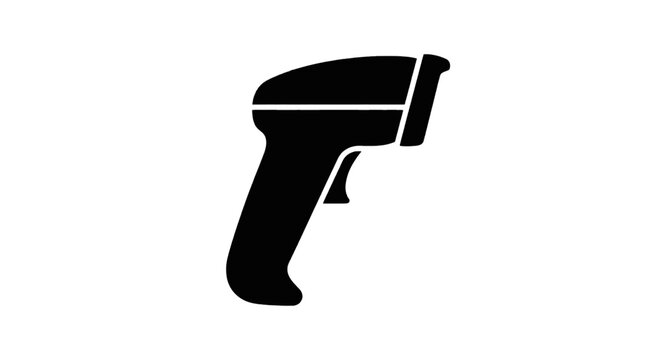 Vector illustration of barcode scanner icon, handheld laser reader for retail and inventory management on a transparent background