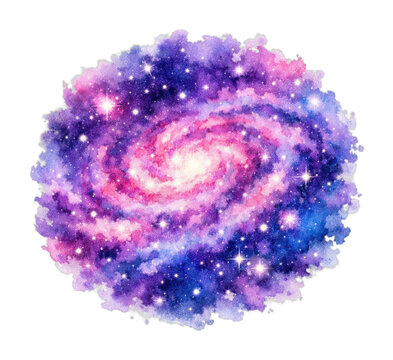 PNG Vibrant cosmic watercolor galaxy illustration.