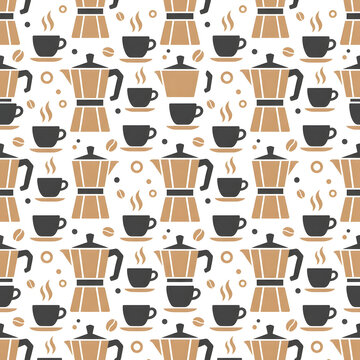 Repeating pattern of vintage brass candlesticks on beige background.