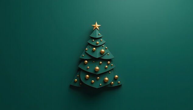 Minimalist christmas tree design elegant green and gold festive holiday decor for seasonal celebrations
