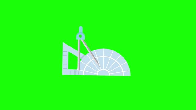 Geometry Tools Compass Protractor Ruler Animation Green Screen