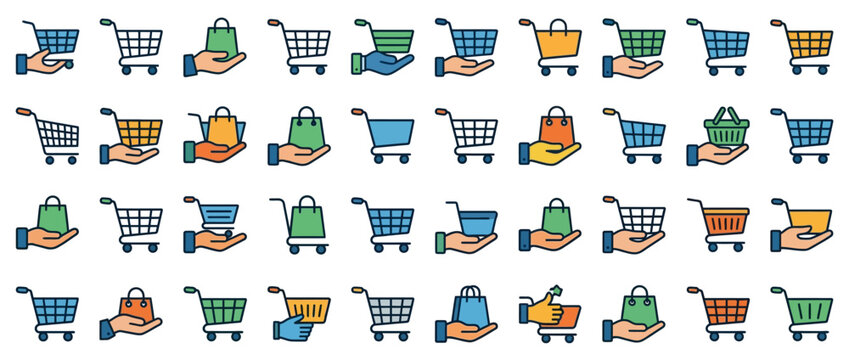 Flat vector illustration of a human hand holding a shopping bag for retail and consumerism concept