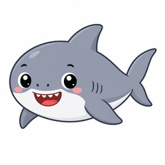 Fototapeta premium Cute shark icon, flat vector illustration isolated on white background