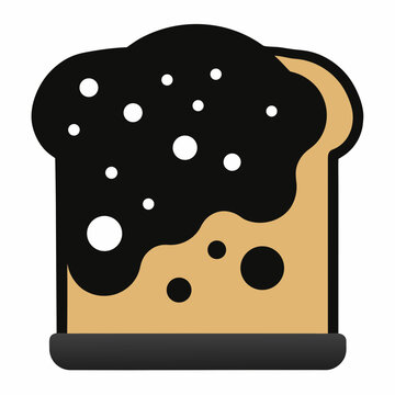Black of moldy bread slice with spots, simplified black moldy bread mold spots black and yellow