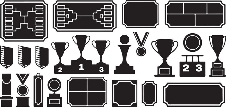 Sport competition awards trophies medals and championship tournament charts.