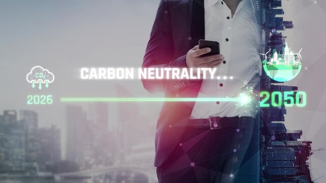 Carbon neutrality timeline illustrates carbon, neutrality, and reduction targets from 2024 to 2050 to support global sustainability and green initiatives Marrow