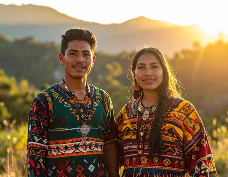 diverse indigenous community standing in a lush natural