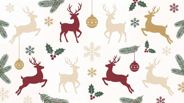 Christmas holiday winter festive background illustration features stylized reindeer silhouettes for cheerful greeting cards and web banners