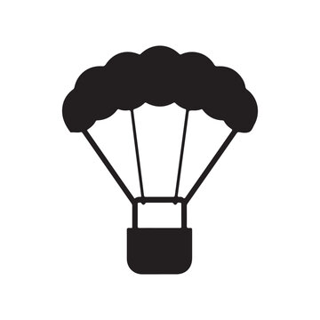 Parachute with cargo black icon silhouette vector