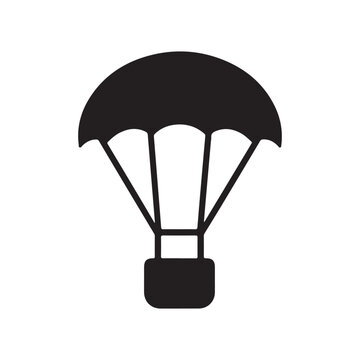 Parachute with cargo black icon silhouette vector