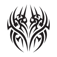 Fototapeta premium Abstract Symmetrical Tribal Tattoo Design in Blackwork Ink with Ornamental Patterns