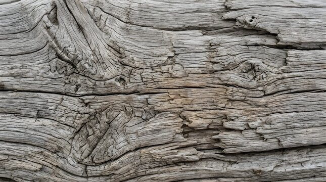 Weathered Driftwood Texture Background with Natural Wood Grain Pattern