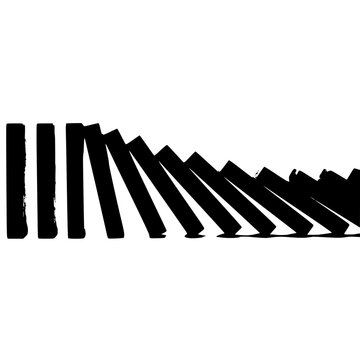 Falling Dominoes Chain Reaction Silhouette Illustration