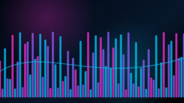 Digital Audio Frequency Equalizer Bars and Sound Wave Background