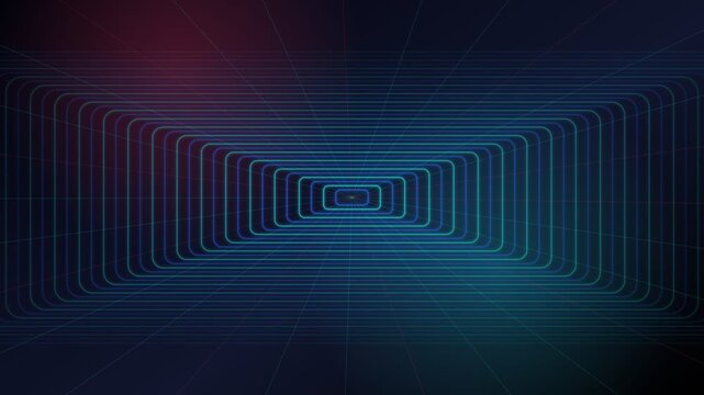 Futuristic Retro Cyberpunk Neon Grid Tunnel Background