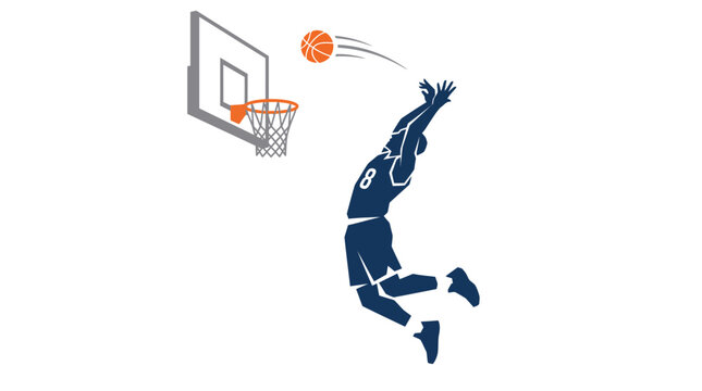 Basketball Player Dunking Action Vector Illustration