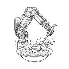 Obraz premium Robotic Arm Mixing Food with Spoon.