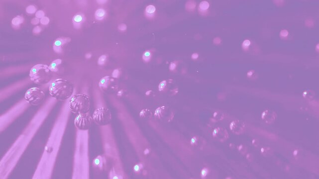 Popping Bubbles with Radial Light Rays in Pearlescent Purple Water - Abstract Motion Background