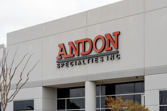 Houston, TX, USA - March 6, 2022: Andon Specialties headquarters in Houston, TX, USA, a manufacturer&rsquo;s representative and distributor of process automation, analytical, and fluid handling solutions.