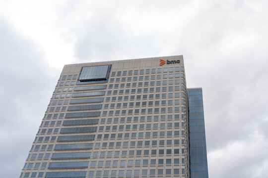 Houston, Texas, USA - March 6, 2022: BMC headquarters in Houston, Texas, USA. BMC Software is an American multinational information technology (IT) services and consulting company.
