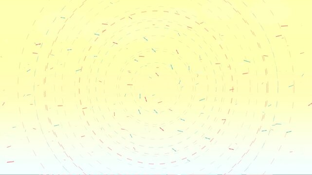 Abstract Animated Background with Spinning Colorful Dash Particles and Concentric Rings