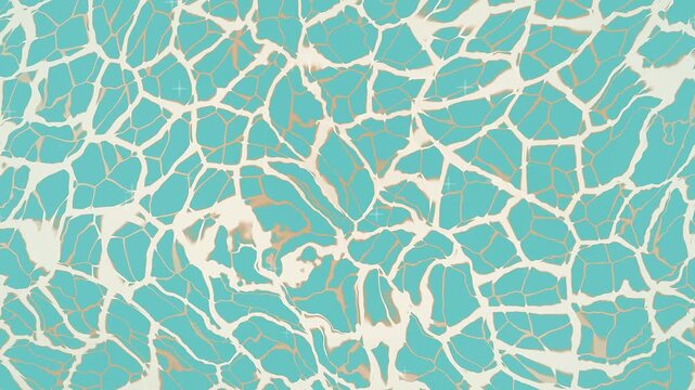 Stylized Turquoise Water Caustics Animation with Golden Light Reflections Background
