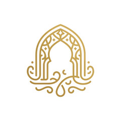 Obraz premium Elegant Golden Islamic Archway Decorative Emblem
