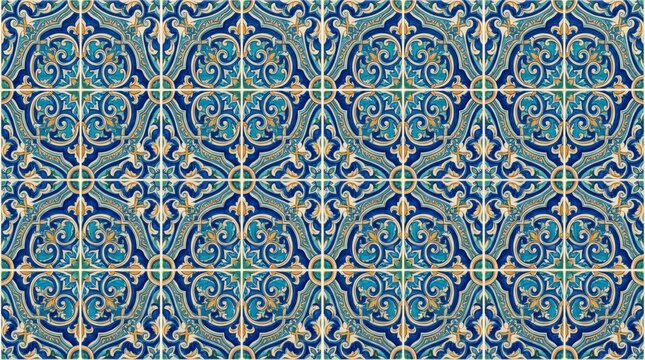 Greece pattern blue mediterranean arabesque tile backdrop with hellenic anthemion acanthus corinthian mediterranean