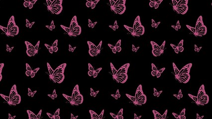 Pink butterfly pattern design on black background © Rhendy
