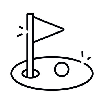 Flag with ball denoting concept of golf course