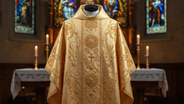 Church garments with gold embroidery