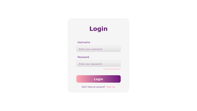 Modern login form vector, purple gradient user interface design, website authentication page UI
