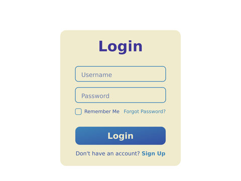 Login page user interface vector, website sign in form, secure account access portal template