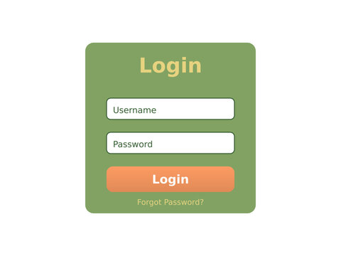 Minimalist login page vector, green user interface form, website sign in box with orange button