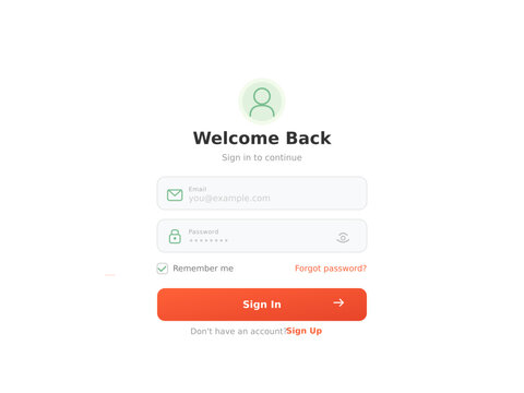 Modern login page interface vector, user sign in form template, website account access UI design