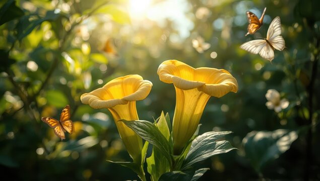 Cup of Gold plant, scientifically Solandra maxima or Solandra grandiflora.