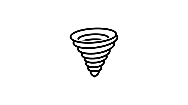 Tornado icon illustration. Simple black line drawing of a cyclone weather symbol.