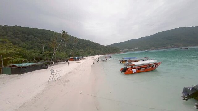 fishing boat on the beach island pulau redang long beach summer afternoon