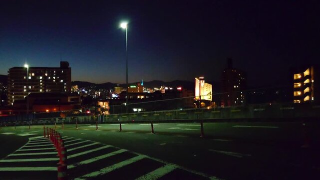 別府花火と車の光跡（大分県別府市）