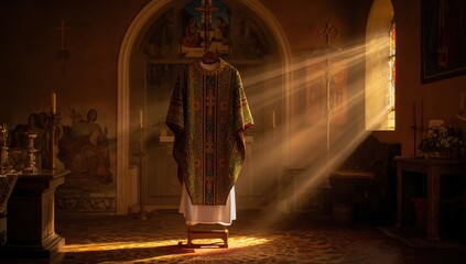 Fototapeta premium Religious attire. Chasuble in storage. Benin.