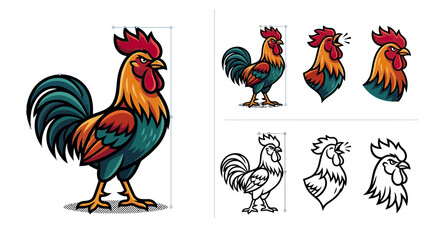 Rooster Illustration Set © Andri