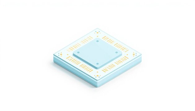Abstract square chip processor isolated on white background high tech component with processor hardware technology component microchip semiconductor electronic computing innovation electric