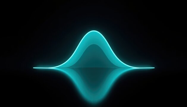 Glowing cyan bell curve distribution visualization representing statistical data analysis concept with statistics analysis visualization mathematics abstract distribution probabilistic research