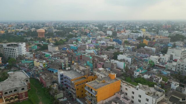 Aerial view of Golden Beach, Puri, Odisha, India. 