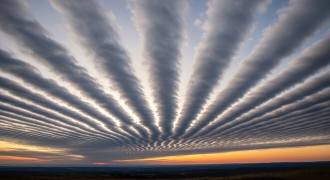 Stratocumulus Clouds Rolling Across a Sunset Sky