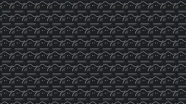 Seamless Cloud and Weather Icon Pattern Minimalist Pixel Art White and Black Aesthetic Motion Graphics Loop for Digital Weather App Display or Retro Gaming Interface
