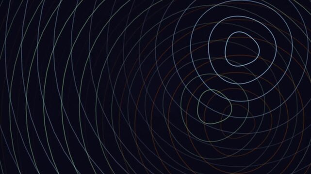 Abstract dark background featuring dynamic curved lines and circles creating a captivating futuristic pattern for modern designs
