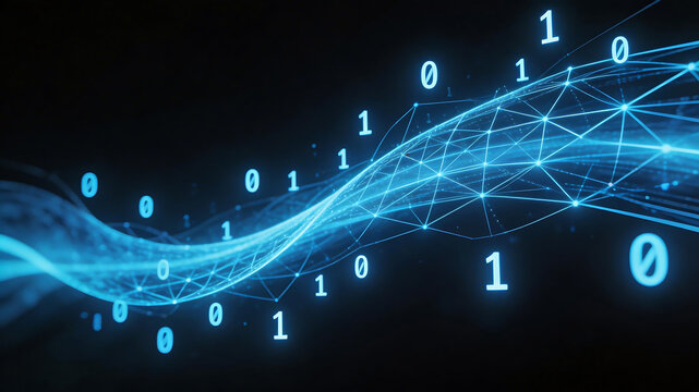 Abstract digital wave with binary code