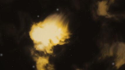 Yellow nebula with stars in dark space © sitam