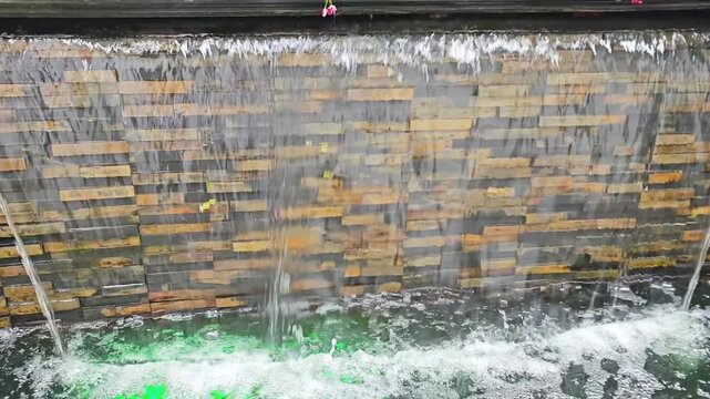 Natural Brown Stone Cladding Waterfall Wall Feature.